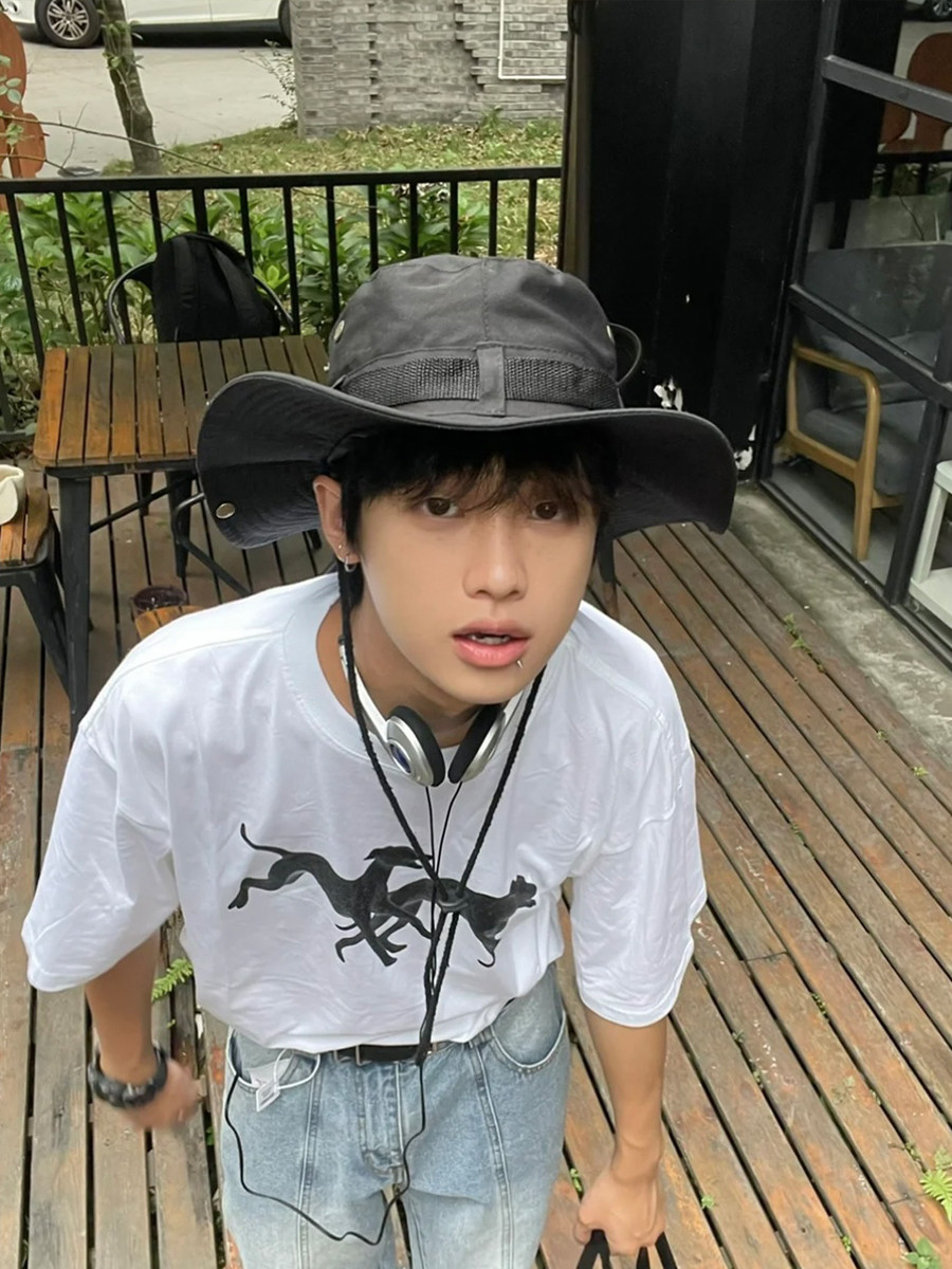 日系潮牌抽绳渔夫帽子男