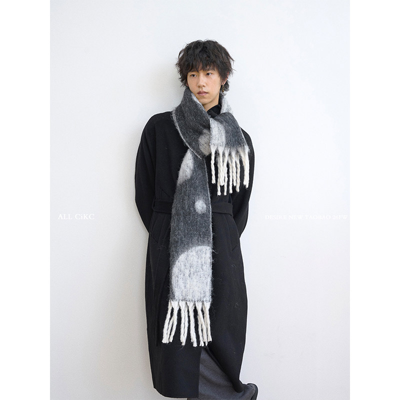 韩系ins博主不规则波点加厚围巾