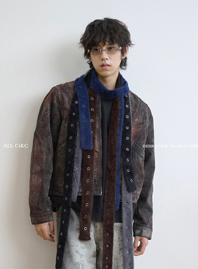 CiKC 自制朋克感时髦毛绒细围巾男女秋冬时髦搭配细围脖窄版飘带