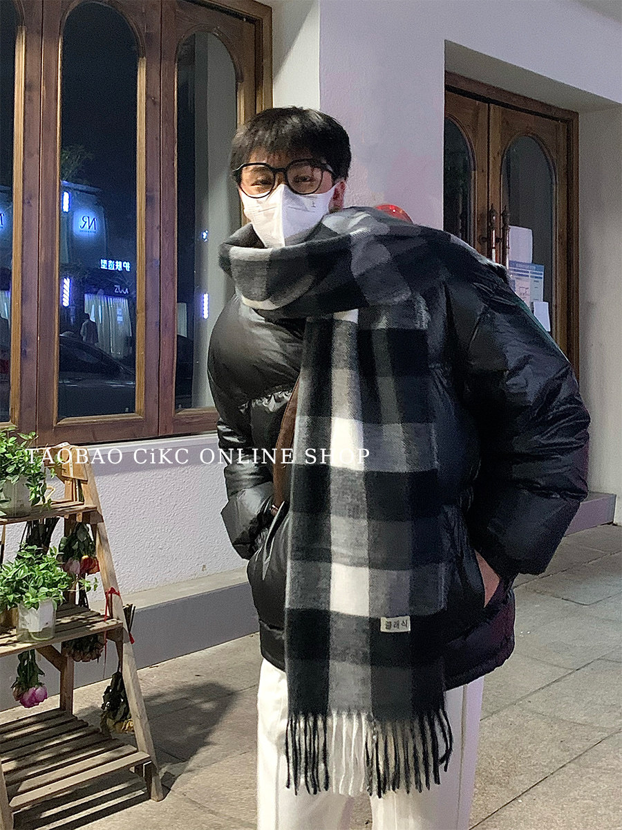 搭配加分系列韩国格子百搭围巾