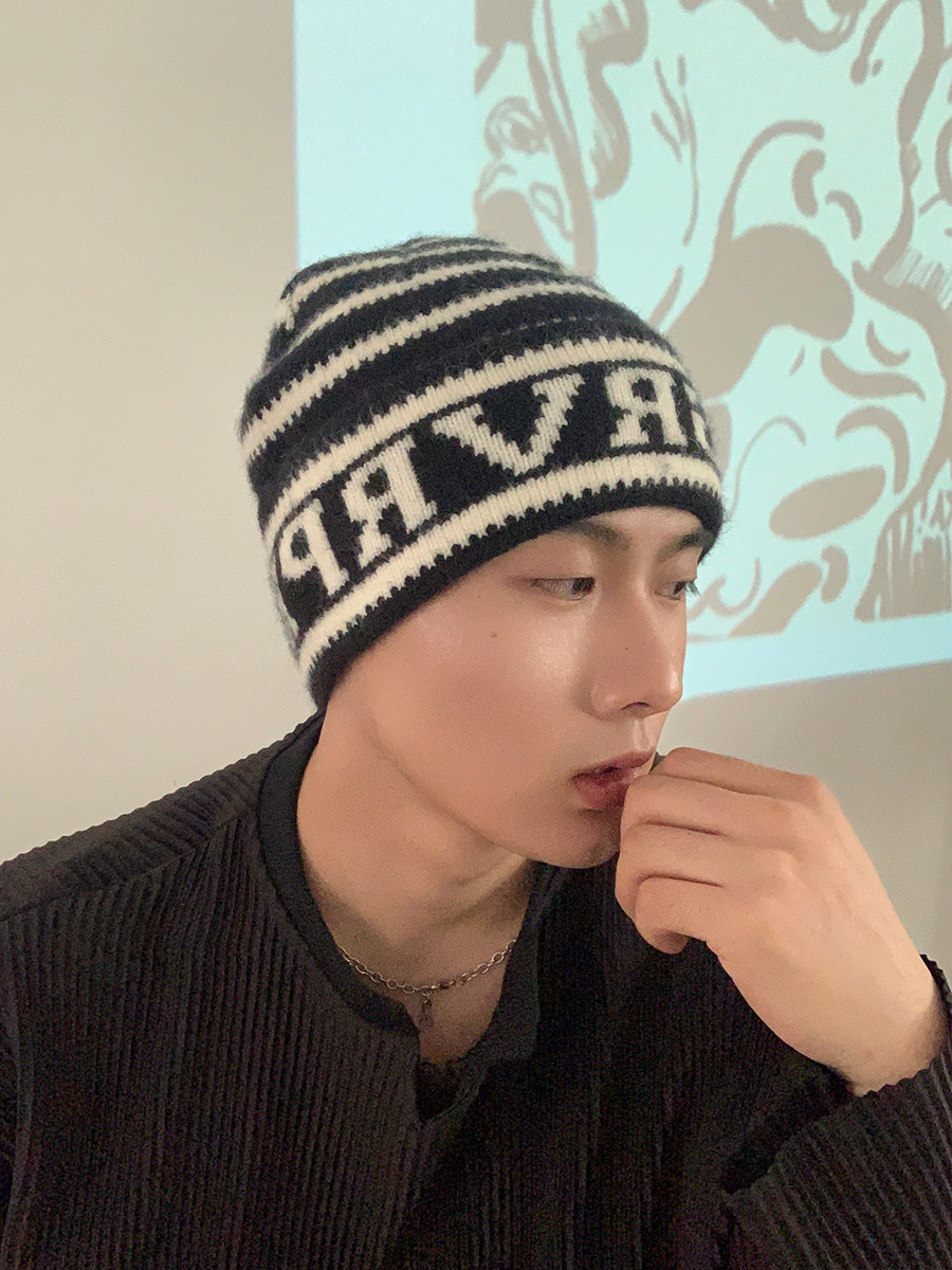 韩国原版百搭条纹针织帽