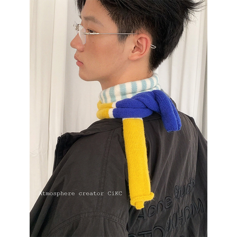小众设计复古彩色腊肠围巾
