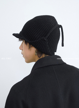 CiKC 个性毛线飞行护耳帽男女秋冬时髦纯羊毛针织雷锋帽保暖防寒