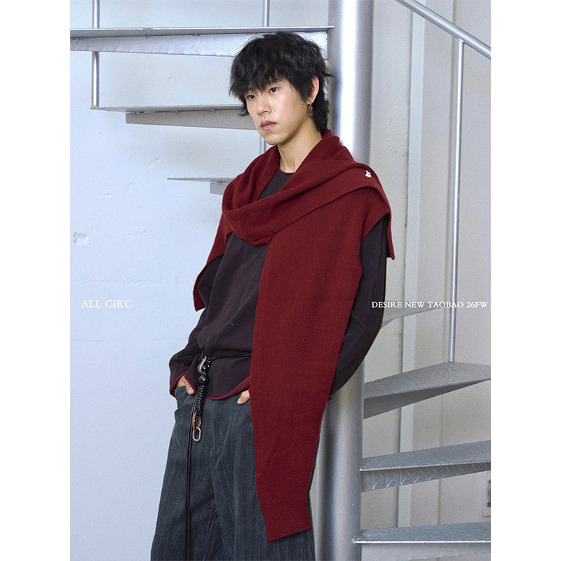 定制复古红澳洲纯羊毛披肩围巾
