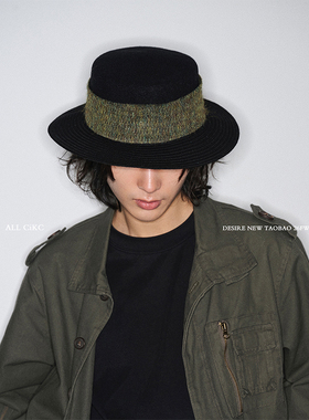 CiKC 原创绵羊毛绅士平檐礼帽男女秋冬复古时髦毛毡帽日系百搭帽