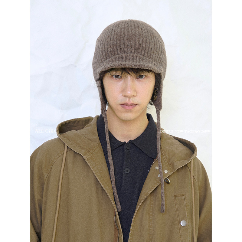 澳洲羊毛日系时髦护耳飞行帽