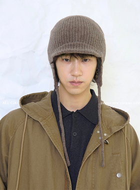 CiKC 100%澳洲羊毛 日系复古时髦护耳飞行帽男女秋冬保暖骑行帽