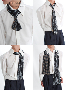 Chain tassels秀场原版高定丝巾男女百搭极简装饰小领巾时髦领带