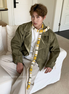 日系复古不规则双根拼色细长围巾男女小众时髦学院风搭配腊肠围脖