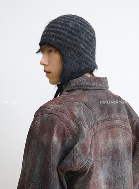 CiKC 小众针织条纹护耳飞行帽男女ins个性针织毛线帽秋冬保暖防寒