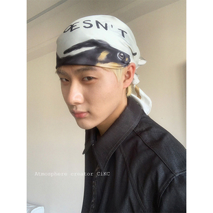 CiKC 小众设计音乐节丝巾头巾男女字母方巾领巾时髦装饰叠带裤链