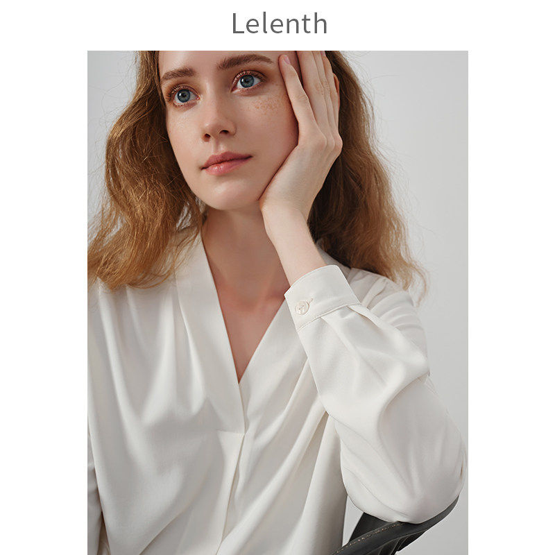 通勤白衬衫女2025年春季新款气质显瘦V领长袖雪纺衬衫OL打底上衣