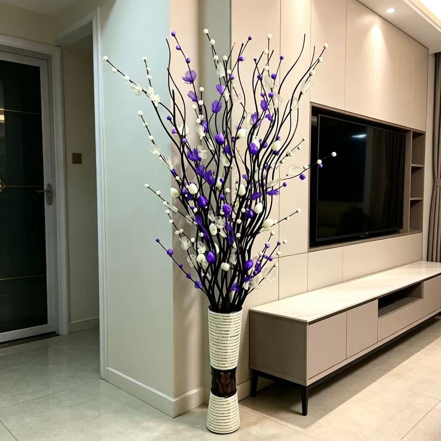 叶脉干花客厅落地假花仿真花樱花曲柳干枝插花居家新房装饰永生花