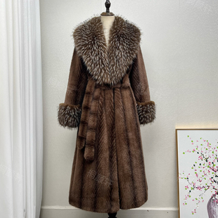 2025冬季新款女士皮草外套过膝长款大毛领环保仿皮草毛毛外套女