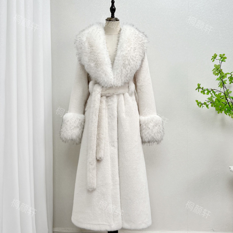 2025秋冬新款仿水貂毛皮草外套女过膝长款皮毛一体环保毛皮草大衣,女装/女士精品,皮草,淘宝优惠券,粉丝福利购,淘宝优惠卷