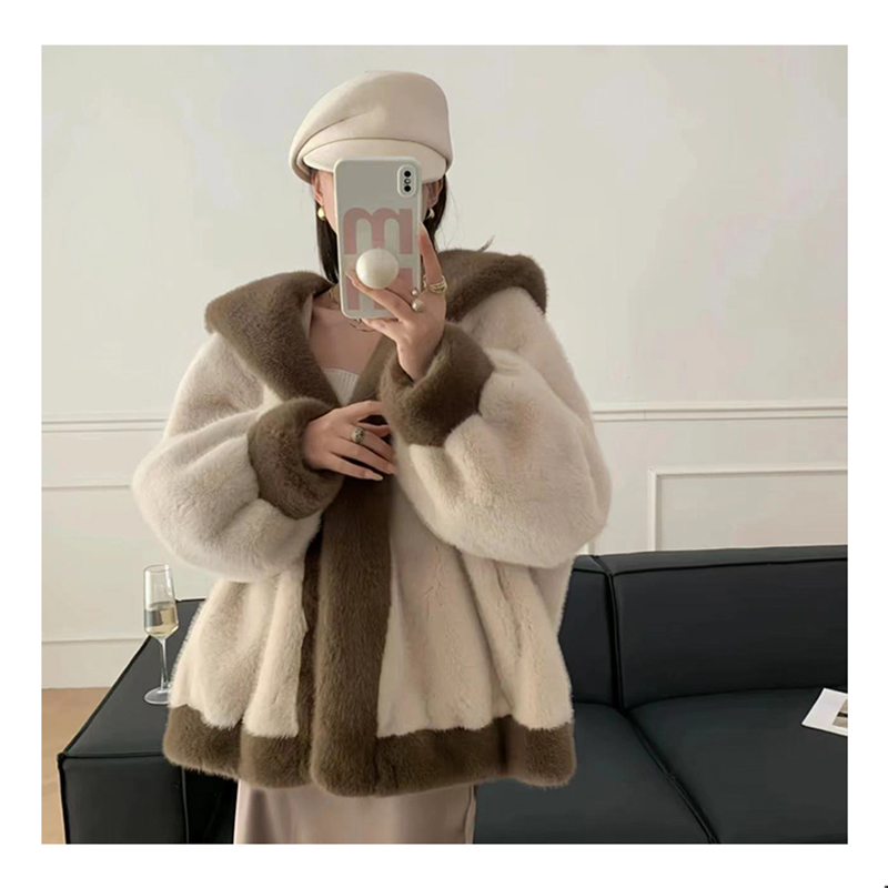 仿皮草水貂绒皮草外套女2024新款