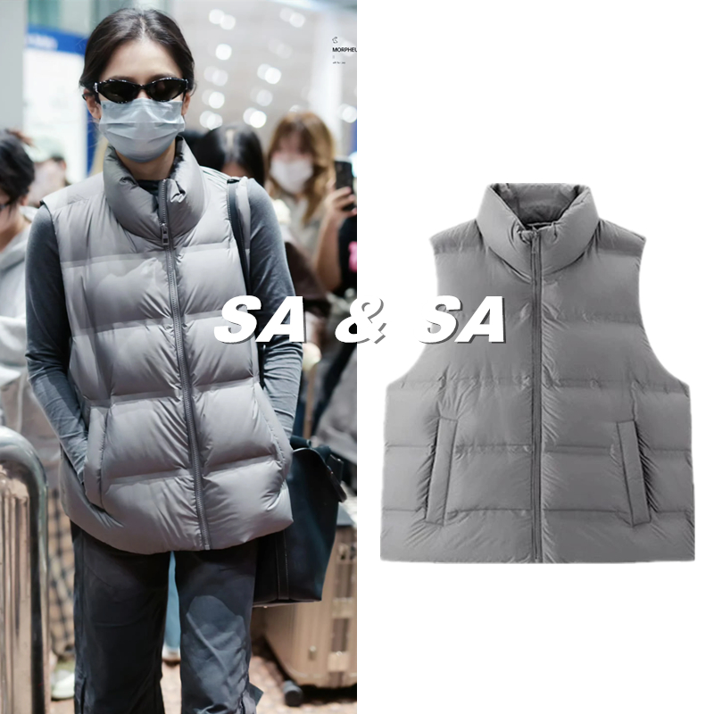 张婧仪明星同款羽绒棉马甲背心