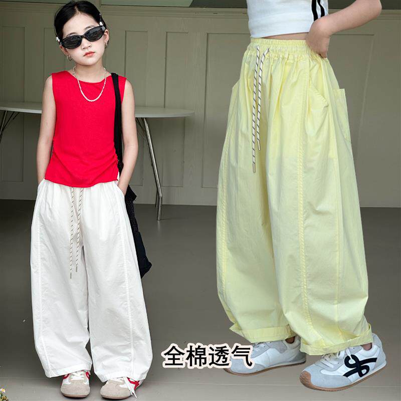 女童哈伦裤2026夏季薄款洋气中大儿童小女孩宽松弯刀直筒休闲长裤