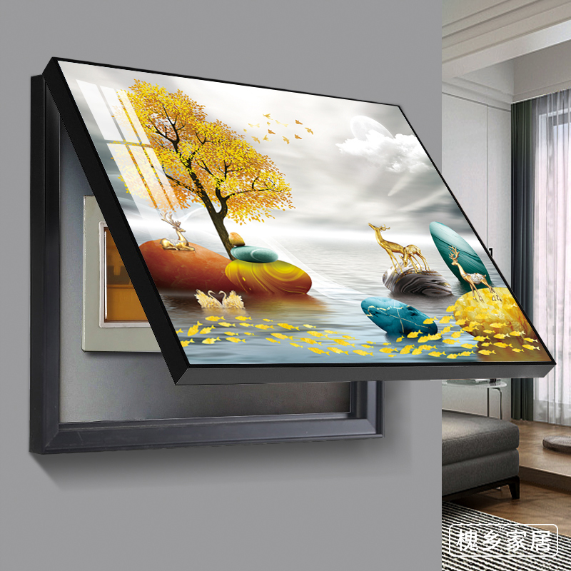 槐乡电表箱装饰画轻奢风黄金树
