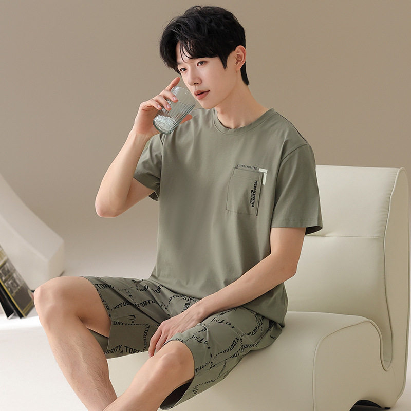 德国睡衣男士夏季纯棉短袖短裤薄款夏天男款休闲大码高级感夏款家