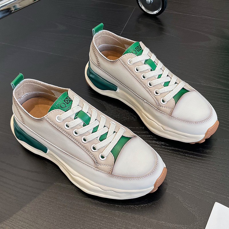 潮流新品软牛皮年季新款小白鞋鞋子厚底休闲松糕百搭内增高爆款女
