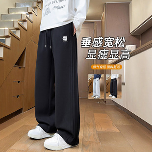 欧洲站款休闲裤子男孩初中高中学生直筒长裤青少年大童潮牌运动卫