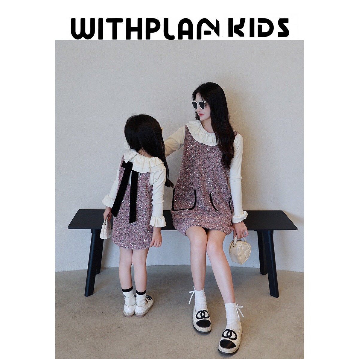 德国一起玩亲子装冬季新款韩系千金风大小姐风背心裙女童加绒连衣