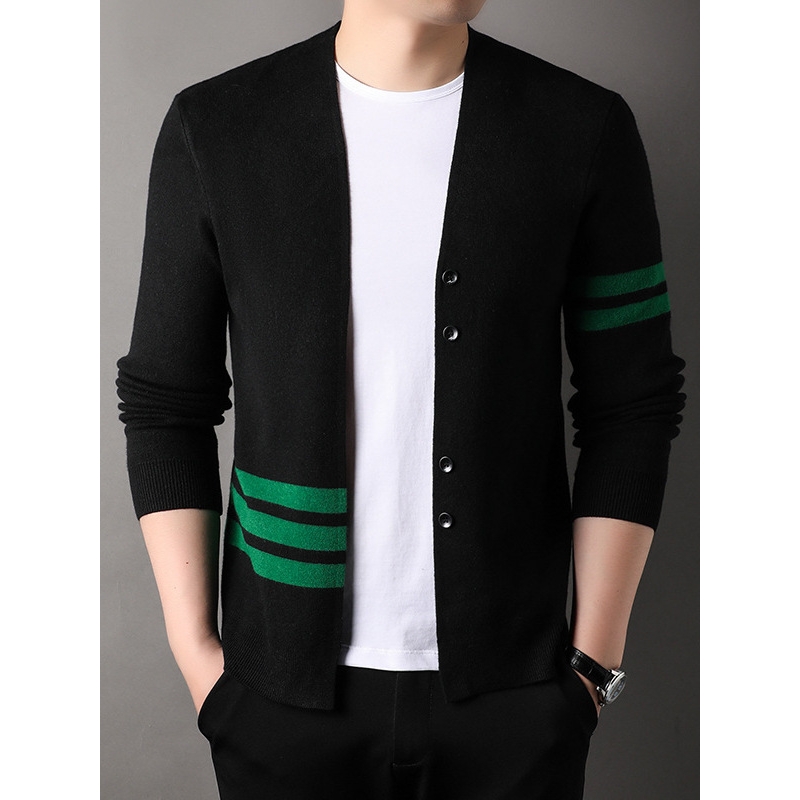 潮流时尚冬季新款针织开衫外套男士宽松休闲舒适毛衣衫男装一件