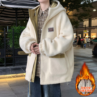 德国冬季羊羔毛外套男孩初中高中学生颗粒绒夹克青少年大童冬装棉