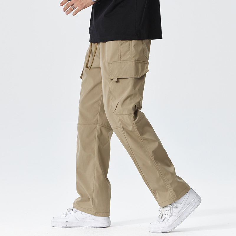 个性时尚直筒垂感阔腿裤百搭户外美式潮牌薄款工装裤子男秋季宽松