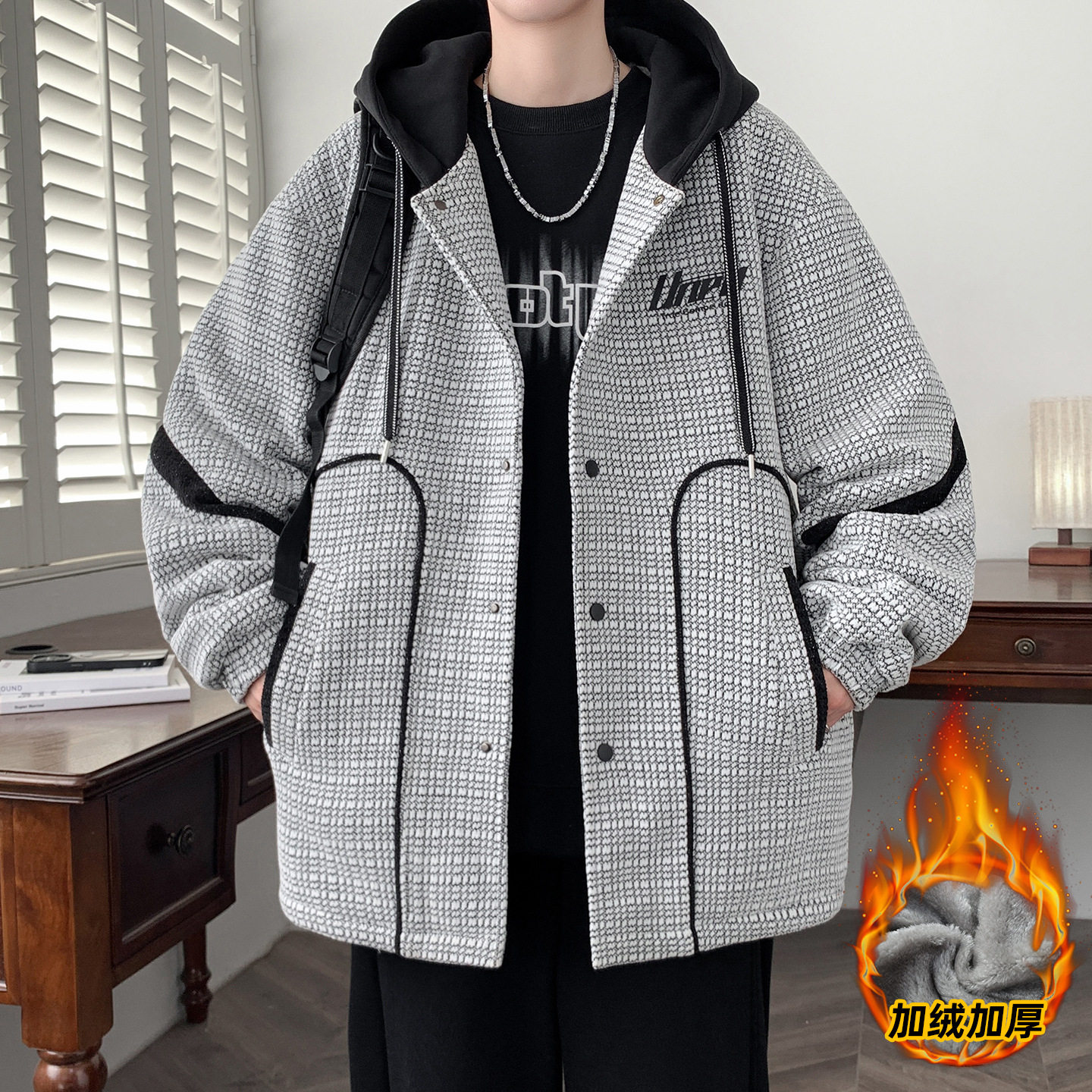 德国冬季青少年棉衣外套男孩初中高中学生加绒加厚夹克大童潮流褂