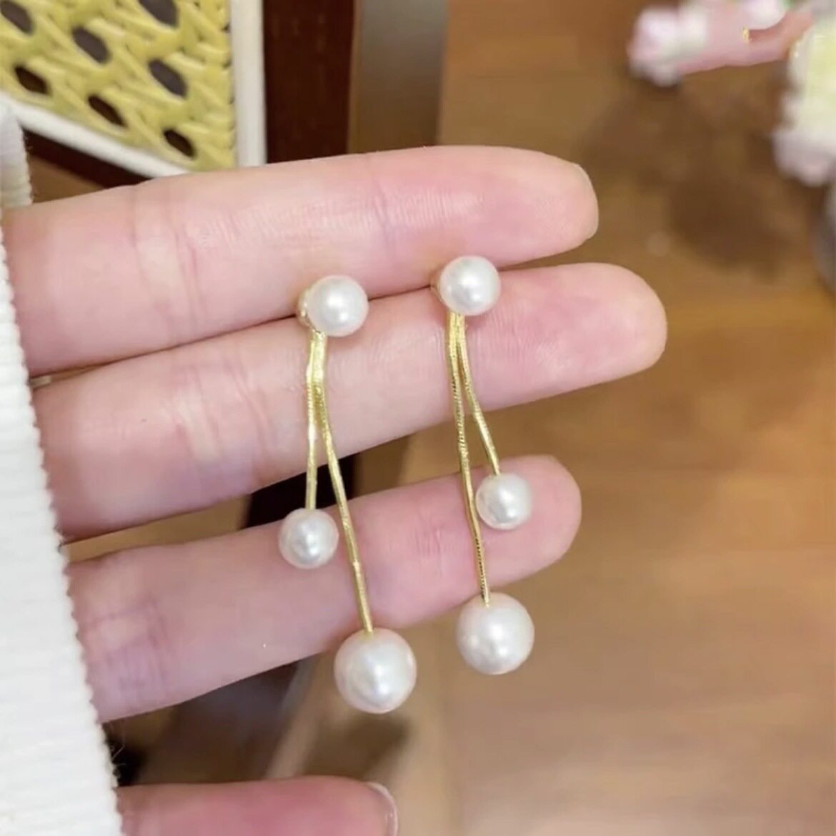 撤柜珍珠流苏耳坠女百搭时尚耳环轻奢高级感耳钉高端法式风耳饰女
