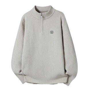 欧洲站半拉链半高领毛衣男冬季 加厚线衣青少年内搭针织打 潮流韩版