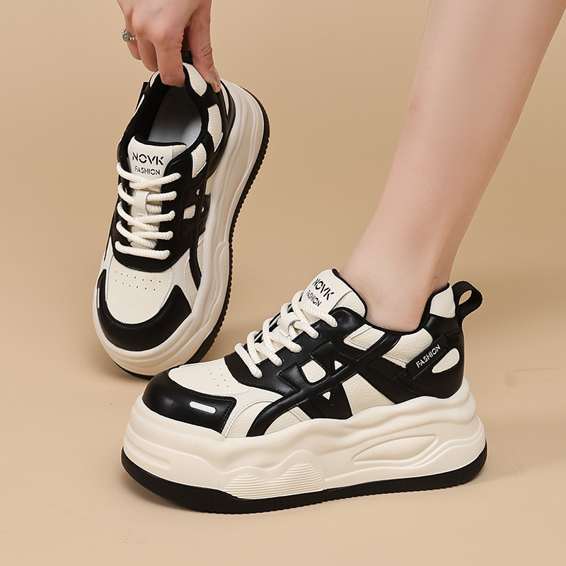 撤柜断码新款早女鞋厚底小白鞋增高舒适百搭透气鞋休闲运动鞋拼色