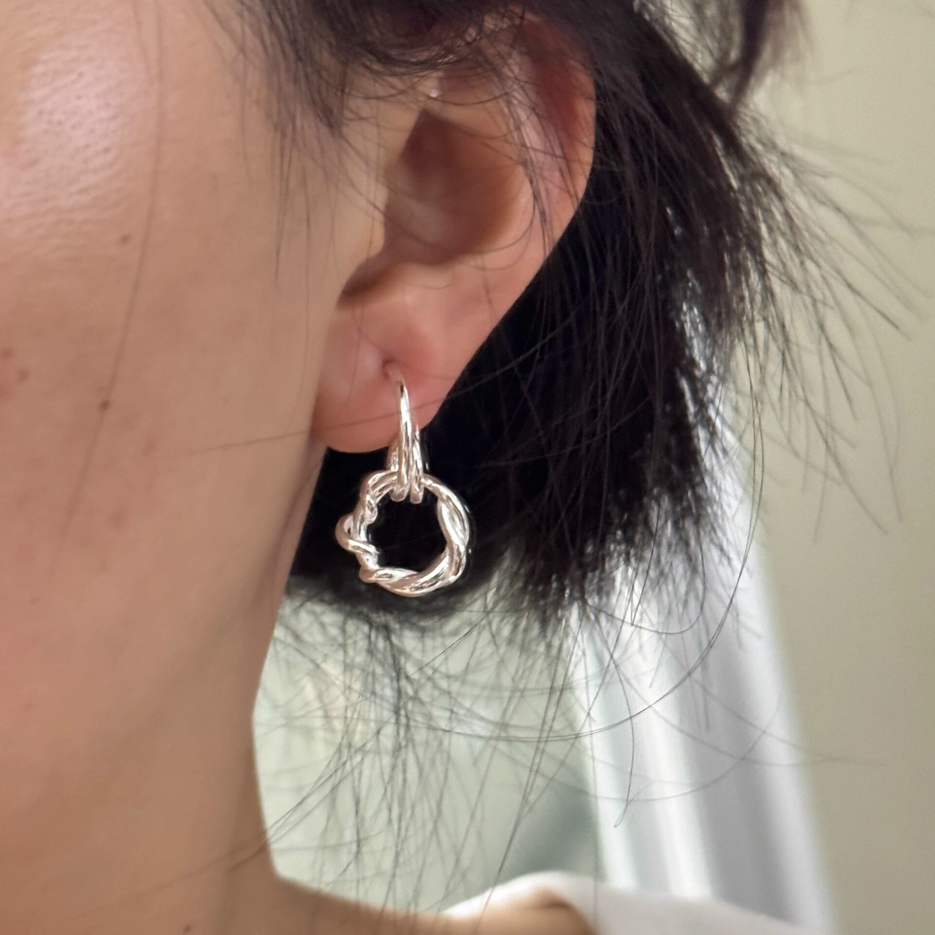 撤柜韩版简约几何线条耳环女复古时尚气质耳圈耳扣缠绕嘻哈ins耳