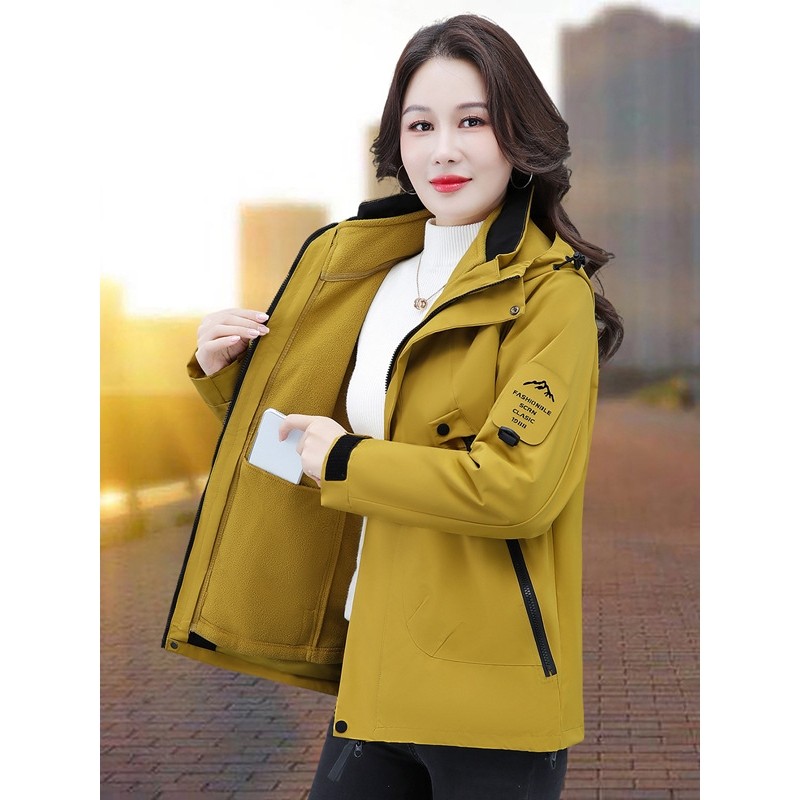 欧洲站三合一冲锋衣外套女新款中款冬小个子休闲防风防水夹克,女装/女士精品,常规大码外套,淘宝优惠券,粉丝福利购,淘宝优惠卷