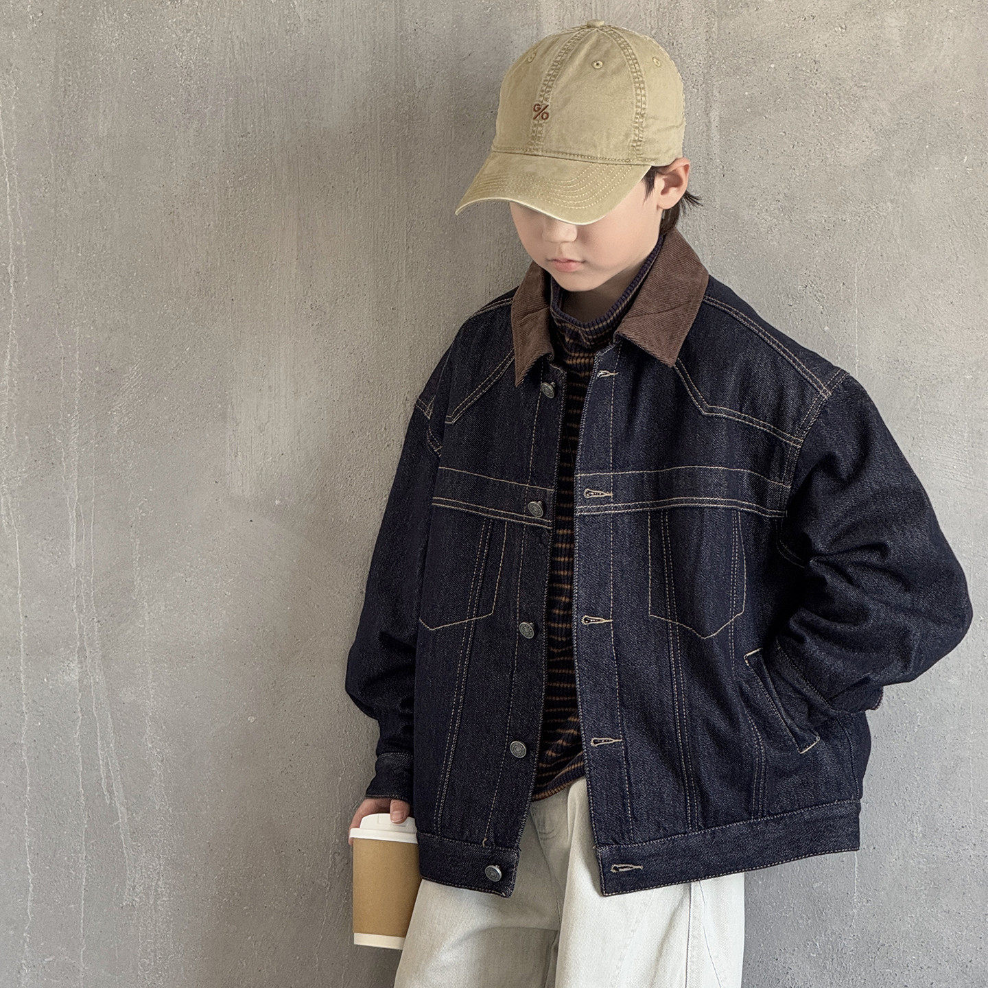 德国男童外套季牛仔夹克新款男孩大童翻领上衣款时髦帅气潮