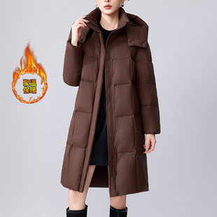 欧洲站羽绒服女中长款冬季新款时尚洋气保暖防寒加厚宽松白鸭绒外