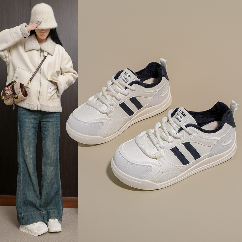 进口新品加绒百搭棉鞋女冬季新款学生ins韩版保暖休闲鞋棉鞋AMX
