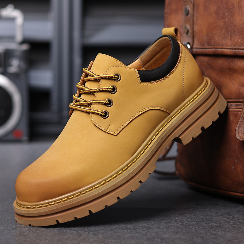 德国真皮男鞋季英伦风复古大头商务休闲皮鞋男士低帮厚底工装马丁