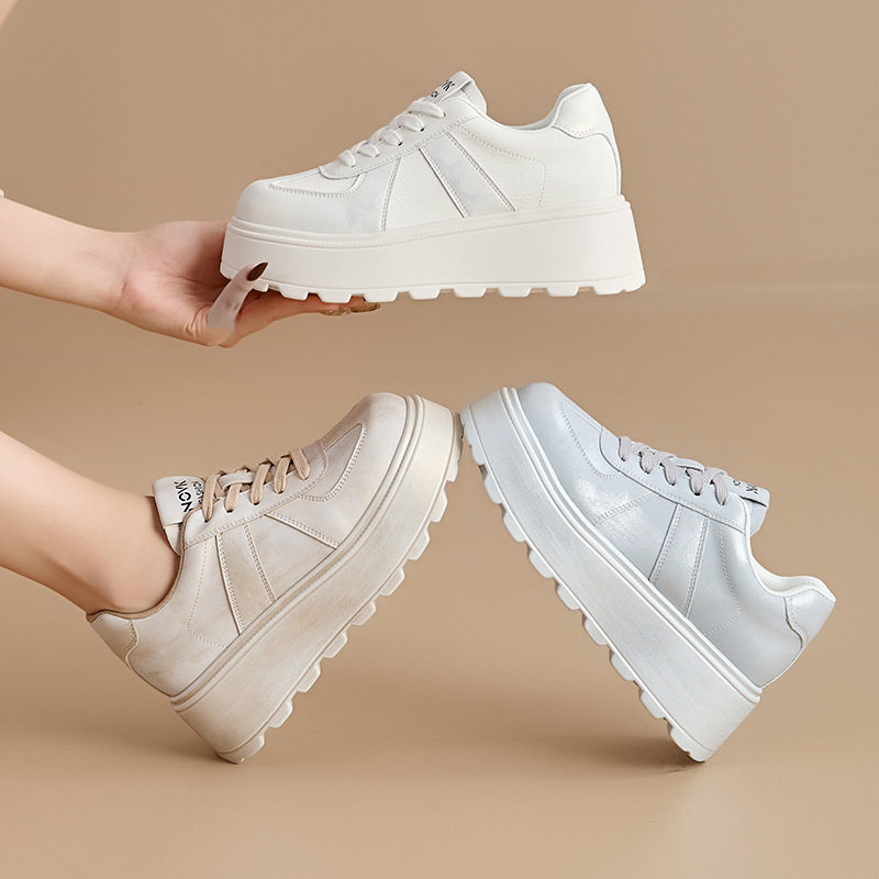 香港撤柜季新款德训鞋女式休闲单鞋厚底小白鞋子女百搭内增高女鞋