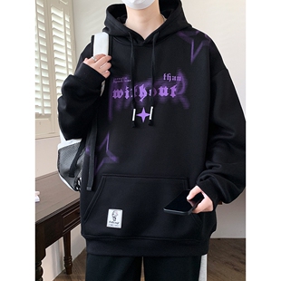 欧洲站青少年冬季加厚运动套装初高中学生加绒连帽卫衣大童男孩两