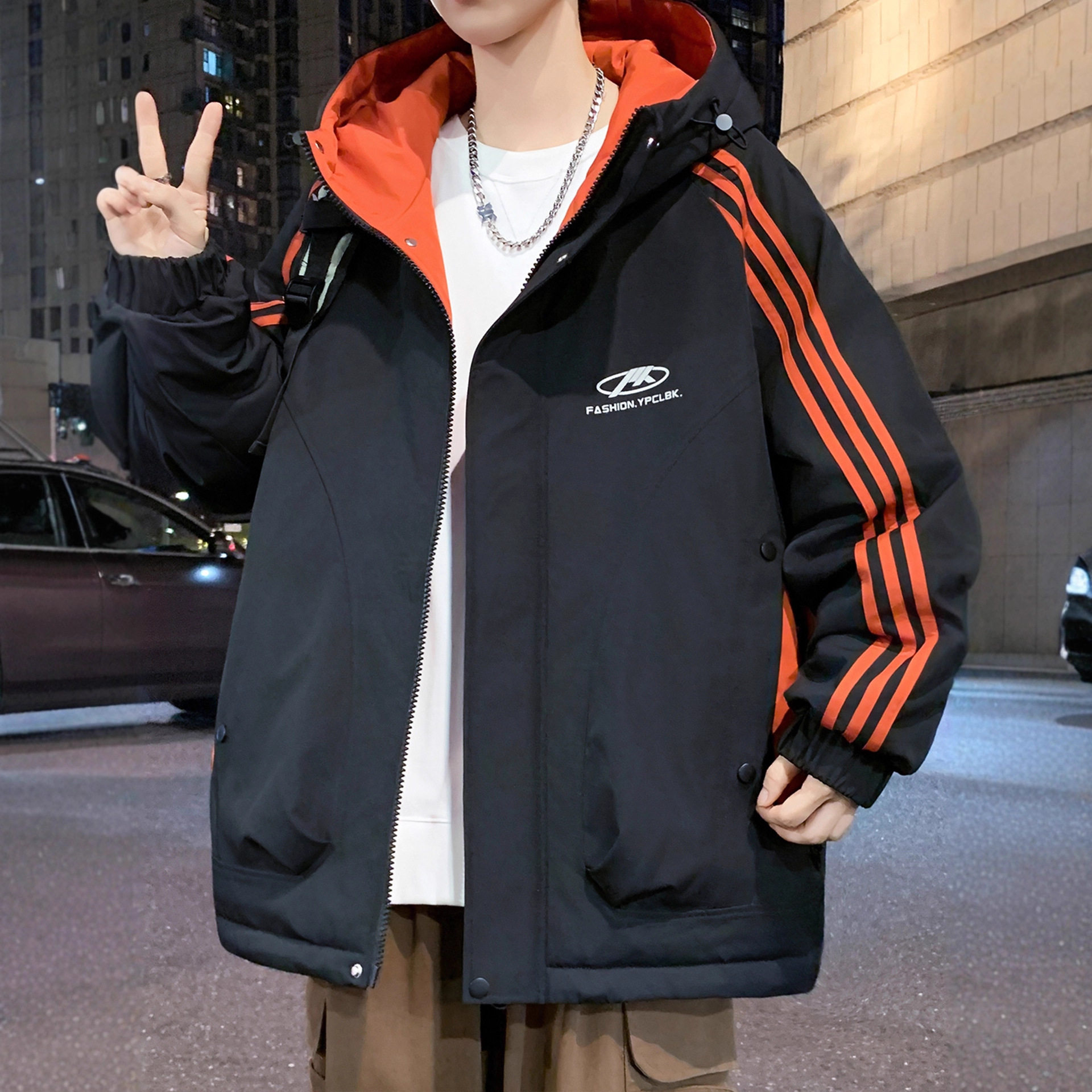 德国季新款连帽外套男初中高中学生帅气冲锋衣夹克青少年大童男装