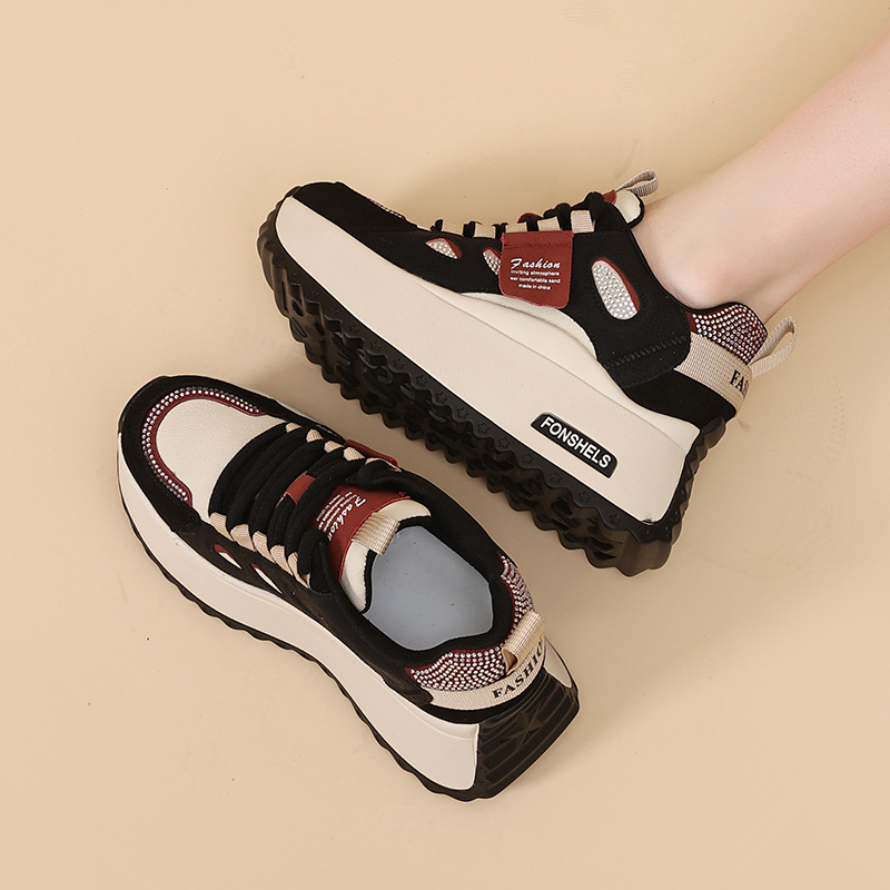 香港撤柜严选保暖厘米内增高老爹鞋女厚底年新款女鞋子冬款小白鞋