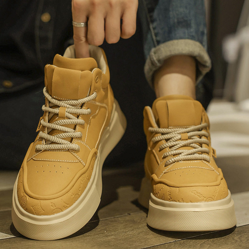 德国高帮鞋男鞋新款高级感厚底增高百搭运动中帮休闲板鞋男款潮鞋