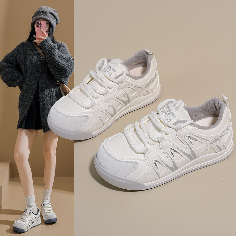 进口新品加绒百搭棉靴女冬季新款学生ins韩版保暖休闲鞋棉鞋AMX