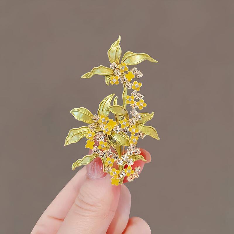 撤柜国风新款优雅桂花胸针女高级感气质复古胸花西服旗袍汉服配饰