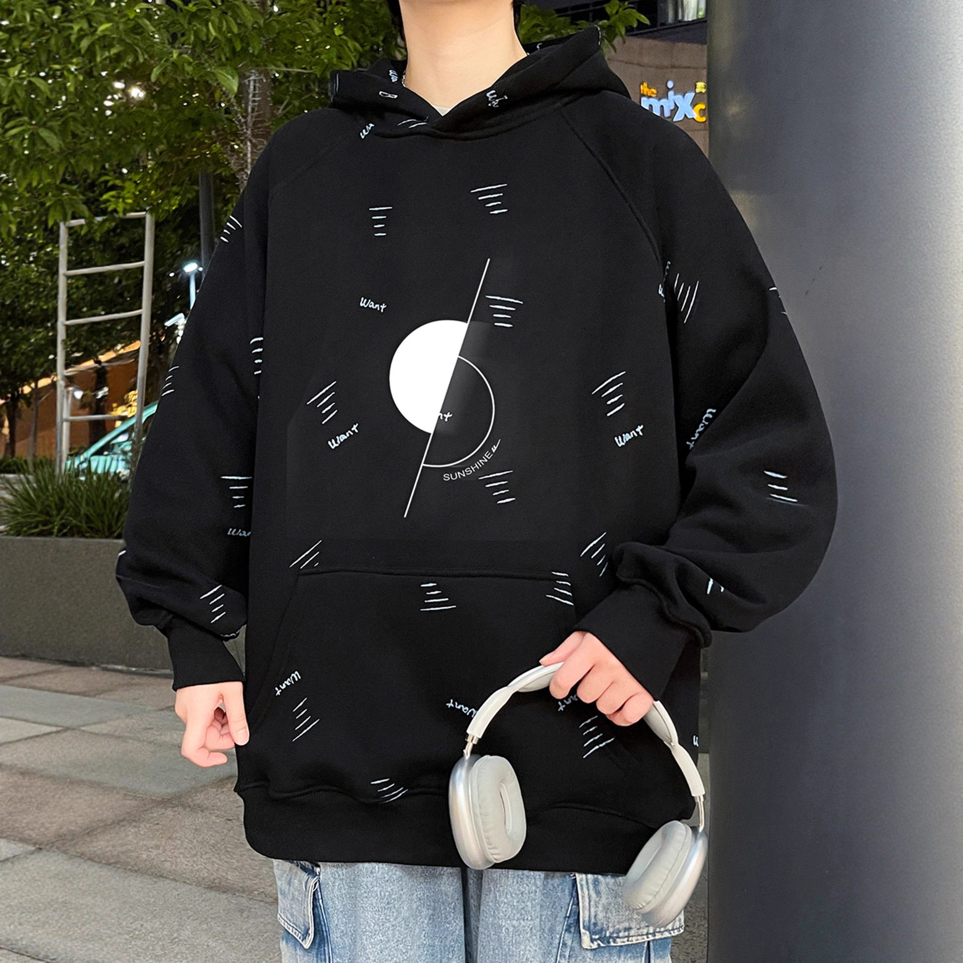 德国款连帽卫衣男孩新款高中初中学生青少年帅气大童外套上衣