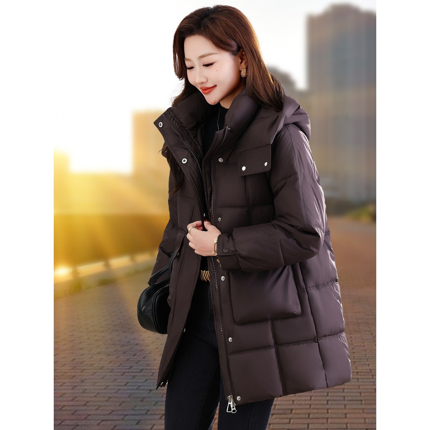 欧洲站中长款羽绒棉衣棉服女士新款爆款加厚保暖小个子妈妈棉袄外