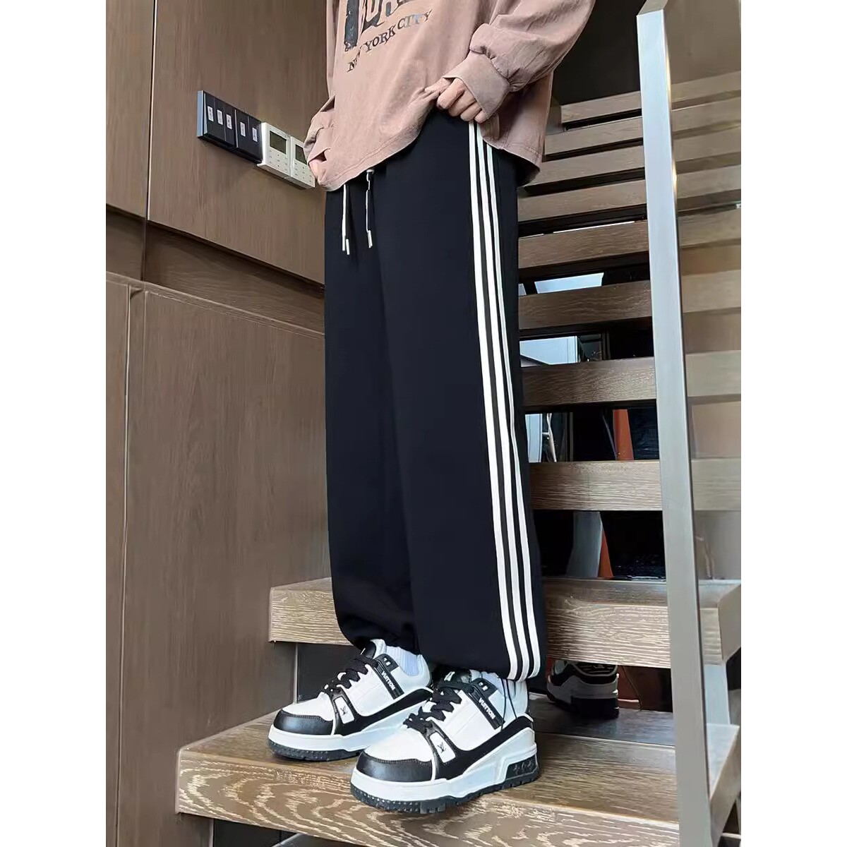 德国青少年裤子冬季保暖岁男孩初高中学生加绒加厚直筒卫裤